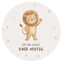 Rundes Wandtattoo mit Löwe - Kraftsatz 'Ich bin stark und mutig' fürs Kinderzimmer