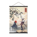 Stoffbild Samurai mit Schwert vor Sonnenaufgang - Roze