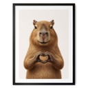 Poster Capybara avec main en forme de cœur