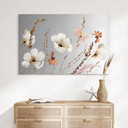 Geborsteld Alu-Dibond met goud-, zilver- & kopereffect - Tere aquarelbloemen