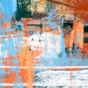 Fototapete Abstraktes Farbspiel blau orange - Cheney