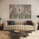 5 stykke lærredstryk, Iris blomster