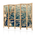 Japanischer Paravent, Raumteiler freistehend, Trennwand - Life in the Ocean in Retro Style