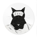 Poster rond Chat noir avec masque de nuit - Korenkova