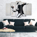 5 stykke lærredstryk, Banksy Graffiti kunstblomster
