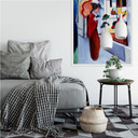 Wallprint Macke - Frau mit Sonnenschirm vor Hutladen