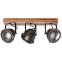 Spotbalken Dilara, braun, 18,5 x 43 cm, Holz Deckenspots, dimmbar
