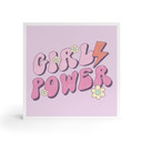 Billede af træ til at sætte op - Girl Power Retro lettering purple - 15x15 cm