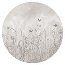 Muursticker wilde bloemenweide met vlinders in Scandinavisch ontwerp - Ms Tiff - Rond