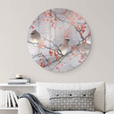 Tableau sur verre rond Li - Trois oiseaux dans un paysage d'hiver