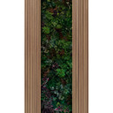 Fototapeta z roślinami i panelami drewnianymi - tapeta z włókniny wzór natura - tapeta do salonu