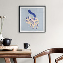 Poster Porzellan Katze Delfter Blau - Cantwell - Quadratisch - 30x30 cm