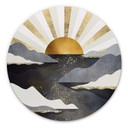 Tableau sur alu-Dibond rond SpaceFrog Designs - crépuscule doré