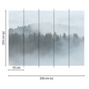 fototapet Designwalls i hvidt og grønt non-woven tapet Misty Forest landskab træ