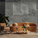 Echtstein - 3D Wandpaneel, Set aus 6 Natursteinplatten als luxuriöse Wandverkleidung - Schiefer Grau