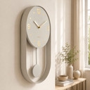 Horloge murale moderne à balancier gris clair avec cadre métallique pour le salon 27x50x4,5 cm