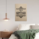 Houten Wanddecoratie Happy Place Spreuk Borduurpatroon - Magnusson