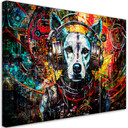 Canvasbillede, hund med hovedtelefoner