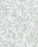 Papel pintado no tejido blanco gris hojas aspecto vintage floral naturaleza 