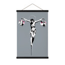 Obraz z tkaniny Banksy'ego - Jezus Chrystus z torbami na zakupy