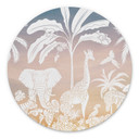 Rundt billede Jungleparadis med vilde dyr - Ombre - Kikki Belle – print på aluminium (Alu-Dibond)