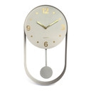 Horloge murale moderne à balancier gris clair avec cadre métallique pour le salon 27x50x4,5 cm