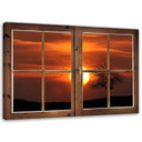 Canvasbillede, Vinduesudsigt, solnedgang
