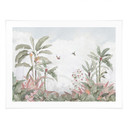 Plakat Tropikalna sielanka z kolibrem niebieski - Bloomery Decor