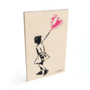 Houten Wanddecoratie Streetart Meisje met Hartballon - Habib