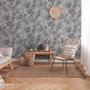Livingwalls tapeta włókninowa New Walls Cosy & Relax tapeta w kwiaty wiśni szary, czarny, biały