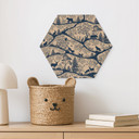 Hexagon Wanddecoratie Dierensilhouetten in het Noordse Bos - Oliver Robins - Alu-Dibond
