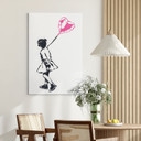Leinwandbild Streetart Mädchen mit Herz Luftballon - Habib - 20x30 cm