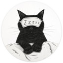 Papier peint photo rond Chat noir avec masque de nuit - Korenkova