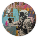 Obraz drewniany astronauta z gołębiem - Kuryliuk - Okrągły