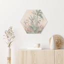 Sekskantet billede Tropisk idyl med kolibri abrikos - Bloomery Decor - aluminium dibond