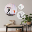 Tableau sur alu-Dibond rond Banksy set 3 pièces