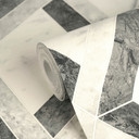 Tapeta z włókniny Versace Tarsia diamentowy wzór marmurowy szary czarny biały