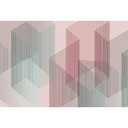 Geometrisk 3D-tapet i pastelrosa og blågrøn - non-woven tapet