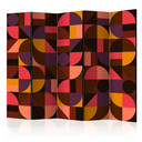 Paravent Séparation de pièce - Mosaïque géométrique (rouge), 3 pièces