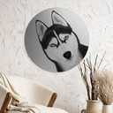 med sølveffekt Siberian husky - Hundeportræt - Korenkova - Rund – print på aluminium