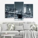 3 stykke lærredstryk, New York Skyline Manhattan sort og hvid