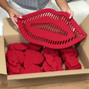 3D Wandbild Lippen aus Filz – Kussmund Rote Lippen, moderne Wanddeko Wohnzimmer, Akustik-Filz, 46×27 cm