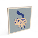 Houten Wanddecoratie Porseleinen Kat Delfts Blauw - Cantwell - Vierkant
