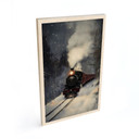 Obraz drewniany lokomotywa parowa w zaśnieżonym lesie - Melloi Art Prints
