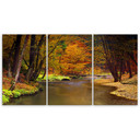 3 stykke lærredstryk, Autumn Forest River