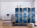 Japanischer Paravent, Raumteiler freistehend, Trennwand - Ornament in Blue: Dark Blue Decoration