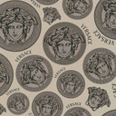 Versace Home designerska tapeta Głowa Meduzy luksusowa tapeta z włókniny beżowo-szara tapeta