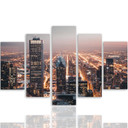 5 stykke lærredsprint, Skyscraper City Night