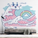 Fototapeta Kawaii wave z tęczą i górą Fuji - Trynidad