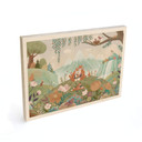 Houten Wanddecoratie Vossenfamilie op de Bloemenweide - Oliver Robins